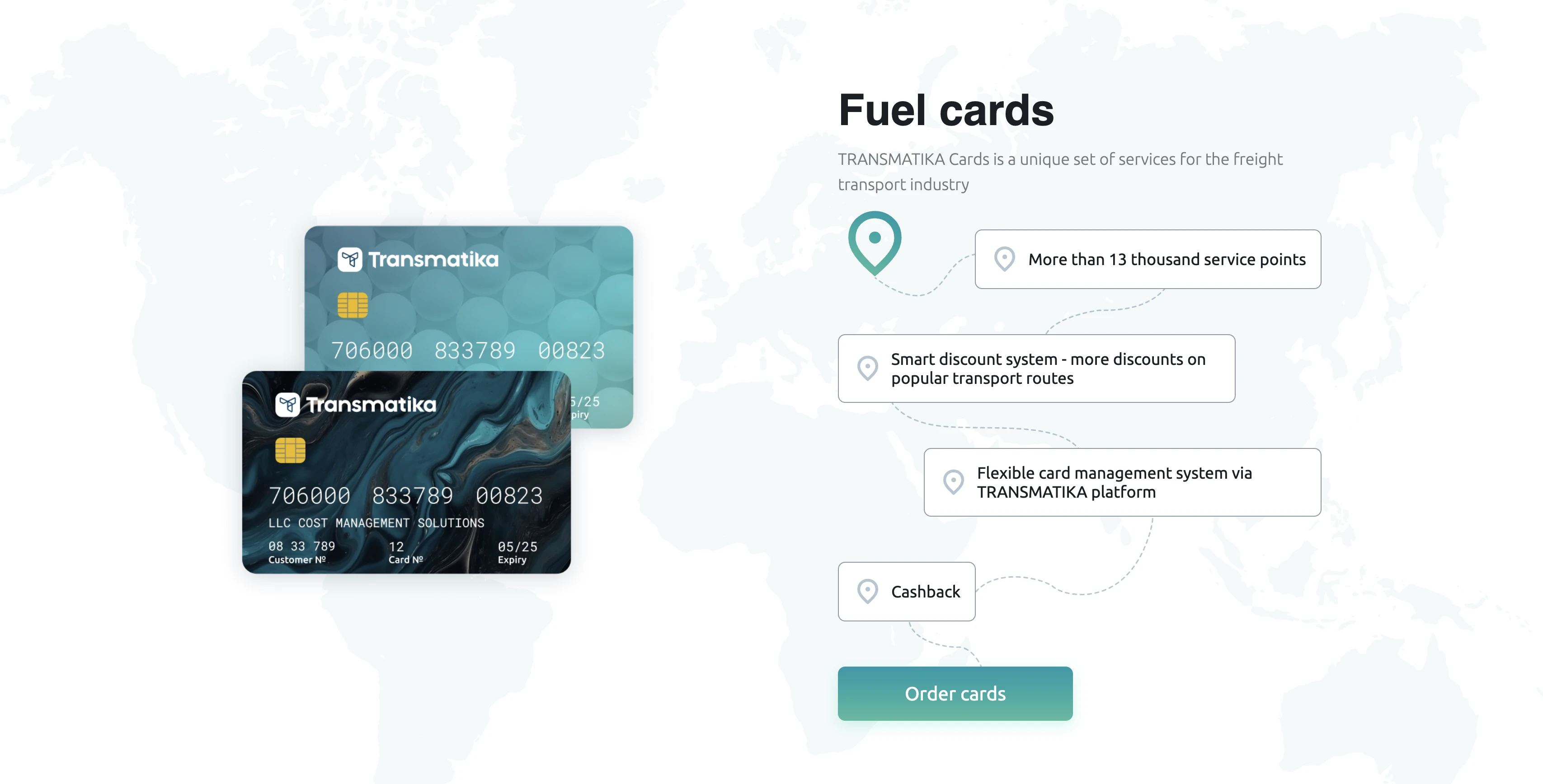 Transmatika fuel cards and service features